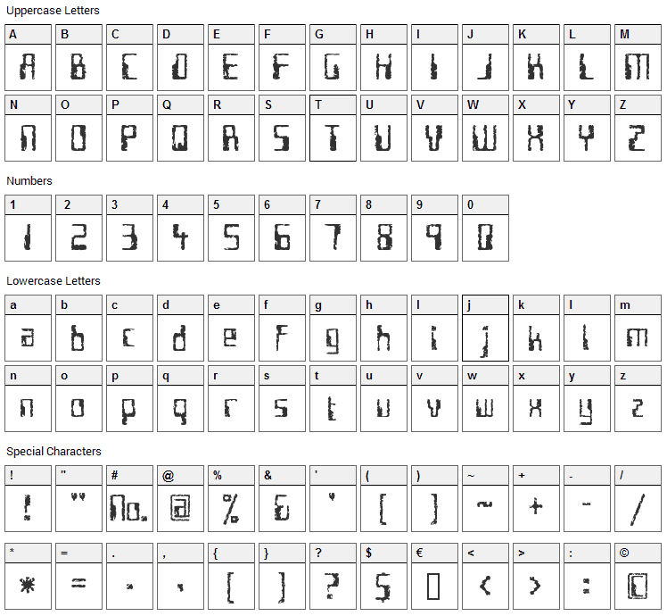 Future Imperfect Font Character Map