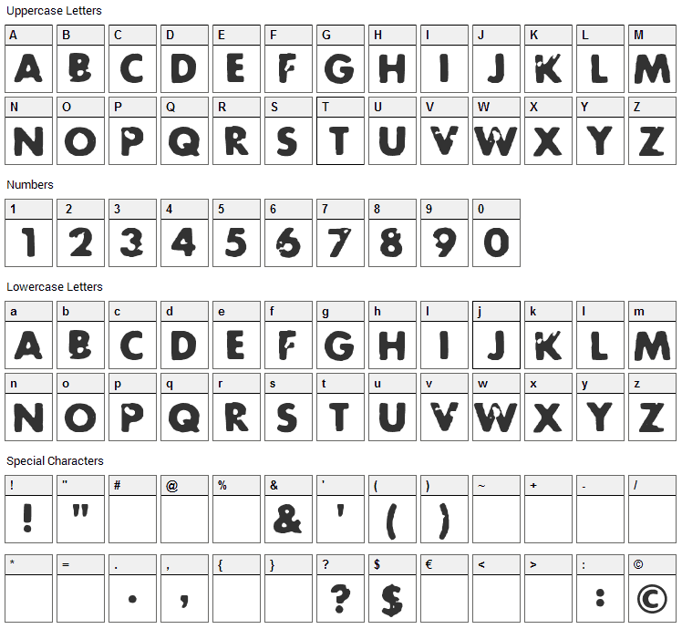 Future Rot Font Character Map