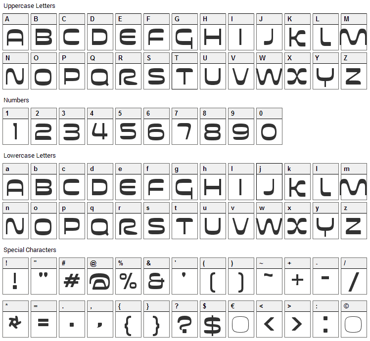Futurespore Font Character Map