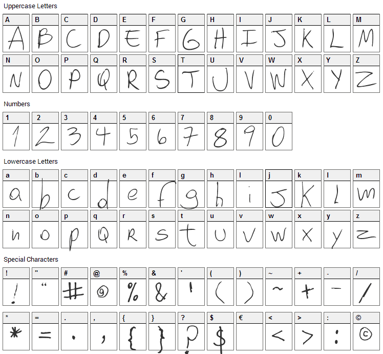 Gabo 4 Font Character Map