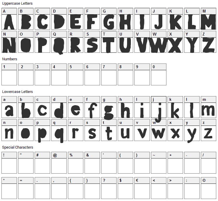 Gagaille Seconde Font Character Map