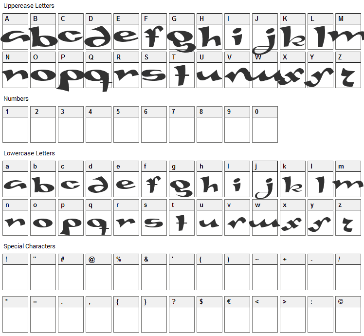 Gaivota Font Character Map