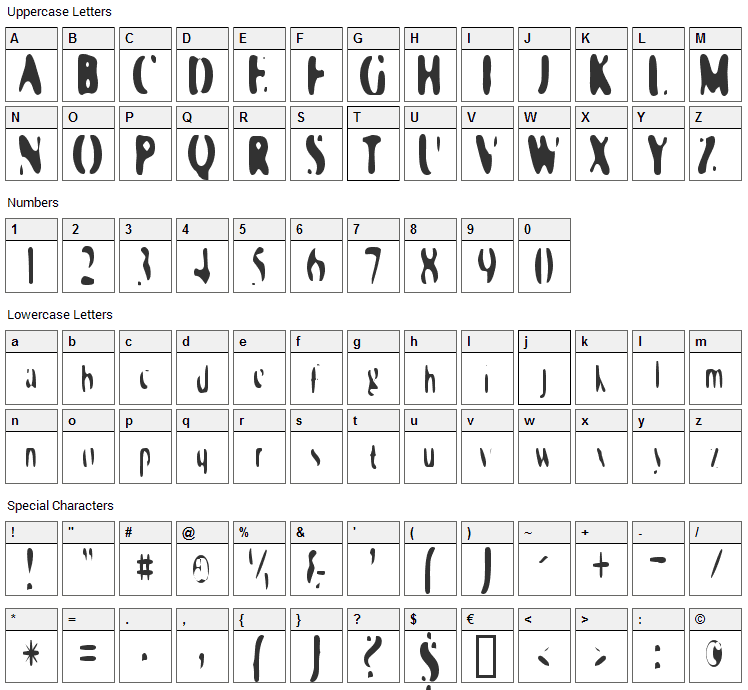 Galaxia Font Character Map