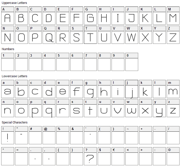 Ganix Apec Font Character Map