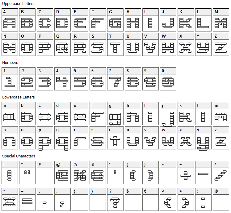 Gaposis Font Character Map