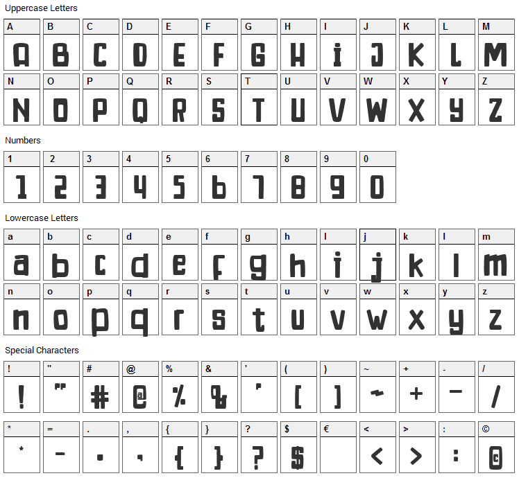 Gardene Stone Font Character Map