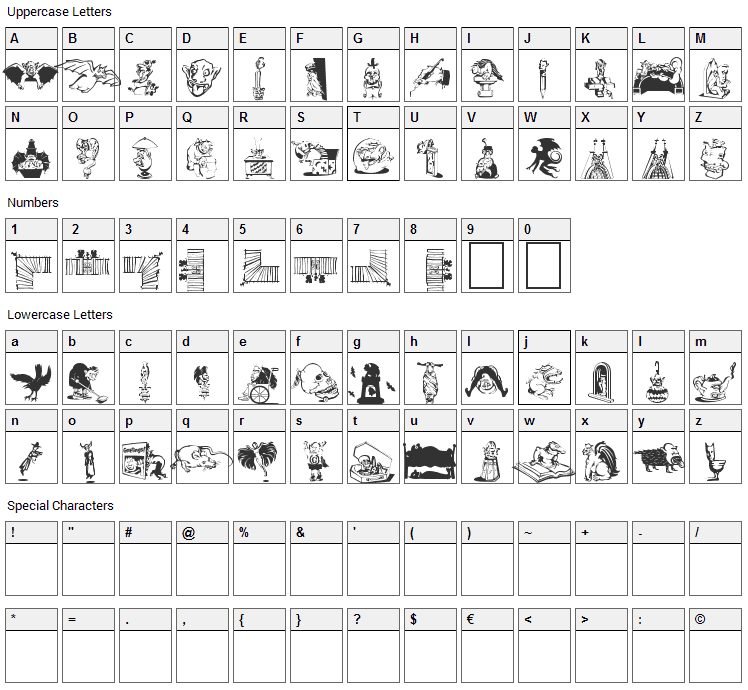 Gargoyles de France Font Character Map