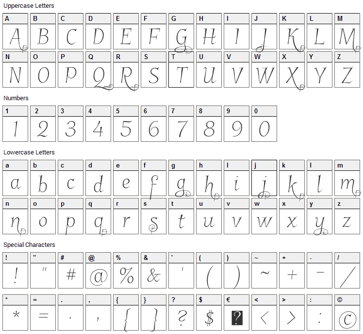 Garineldo Font Character Map