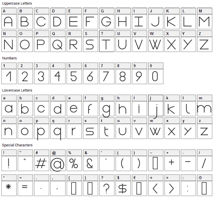 Gasalt Font Character Map