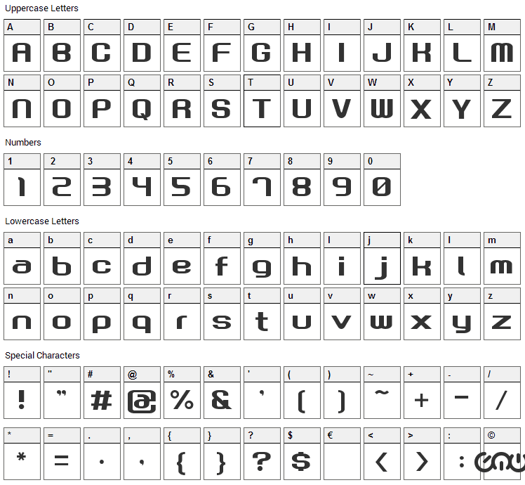 Gau Font Root Font Character Map