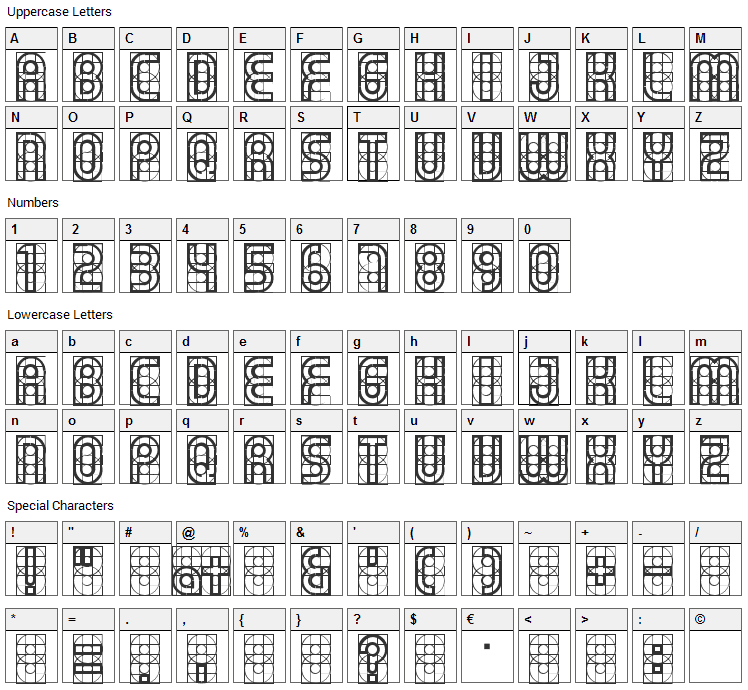 Gear Font Character Map