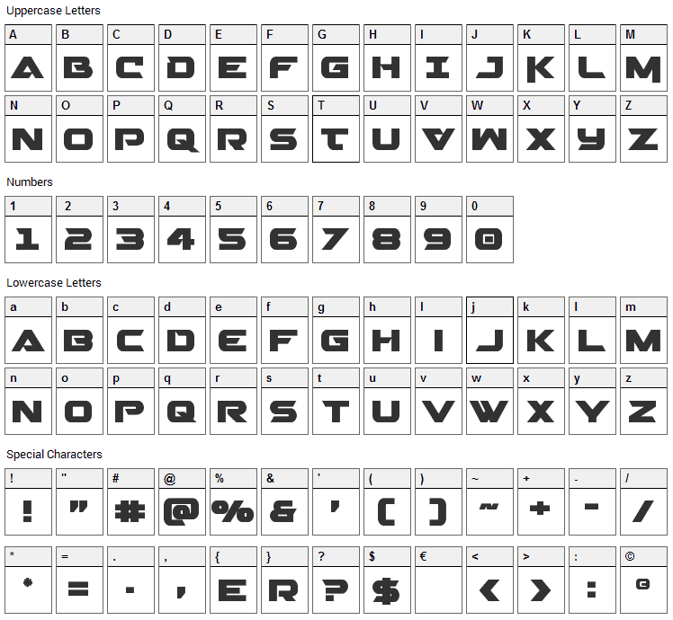 Gemina 2 Font Character Map