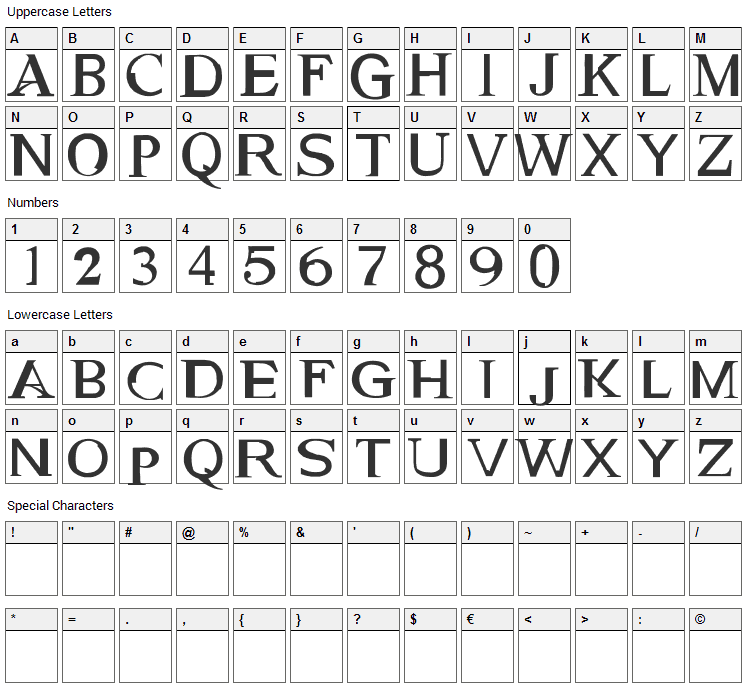 Genetic Engine Font Character Map