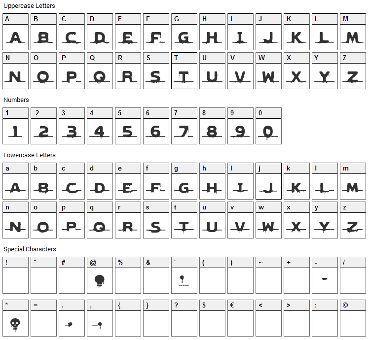 Genocide Rmx 2 Font Character Map