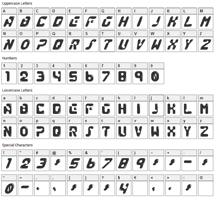 Genocide Rmx Font Character Map