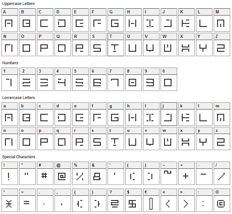 Genown Font Character Map