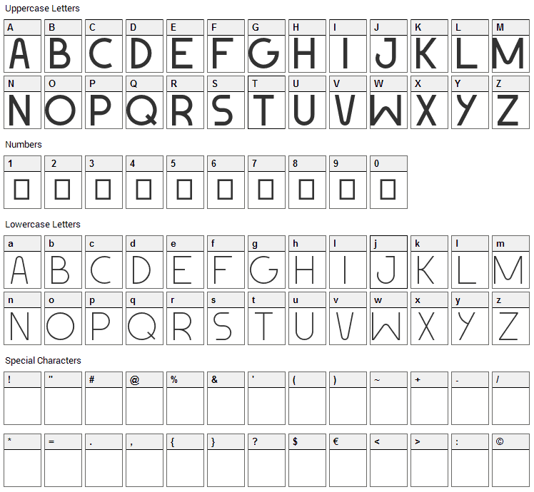 Geomaniac Font Character Map