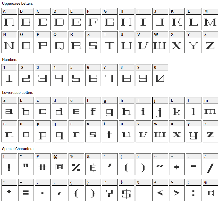 Geostar Fill Font Character Map