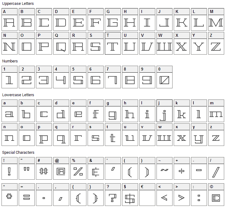 Geostar Font Character Map