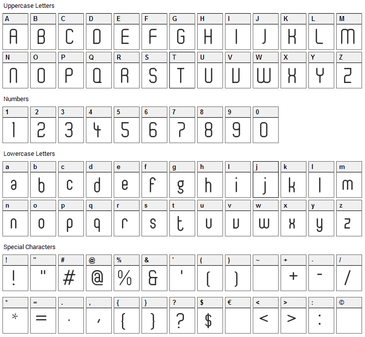 Ger4ronL Cond Font Character Map