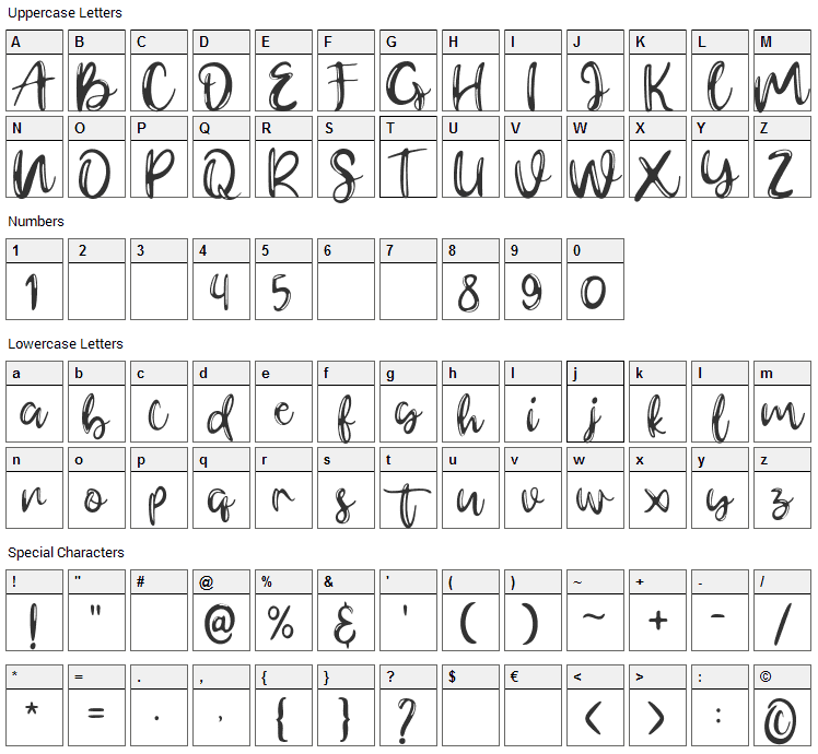 Gerimist Font Character Map