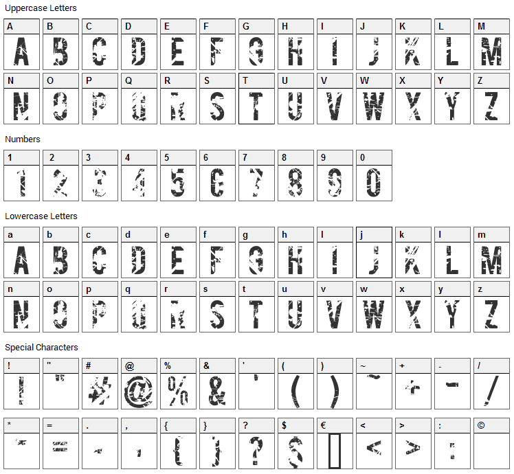 Gesso Font Character Map