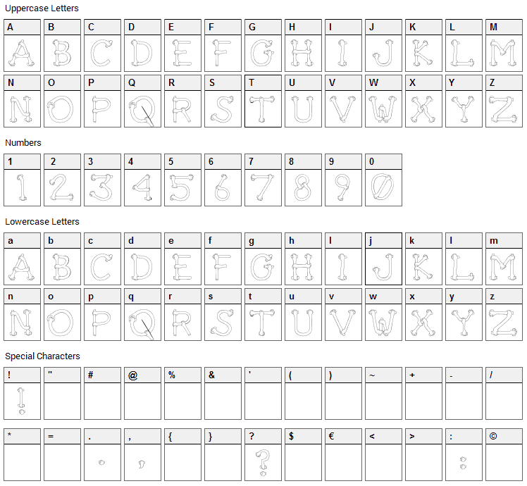 Get A Grip Font Character Map