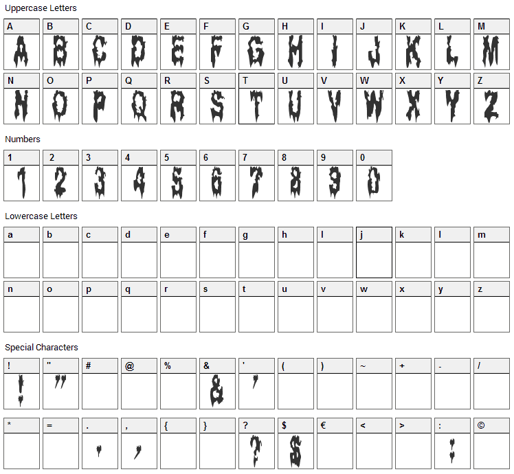 Ghost Bayou Font Character Map