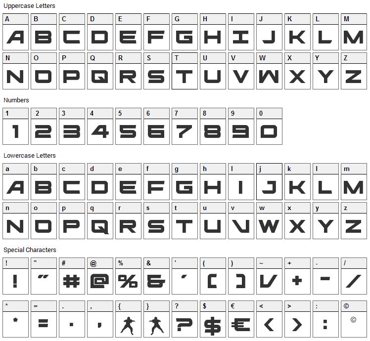 Ghost Clan Font Character Map