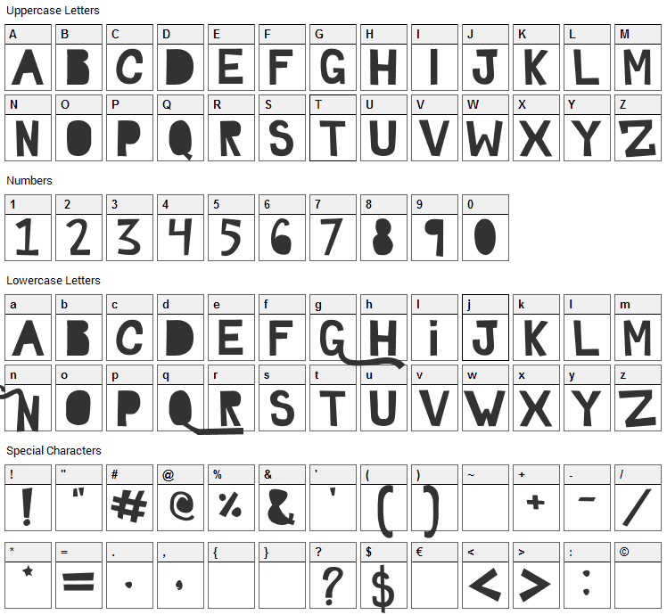 Ghosttown Font Character Map