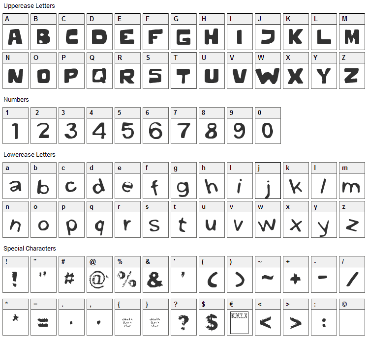 Gibbard Erc 01 Font Character Map