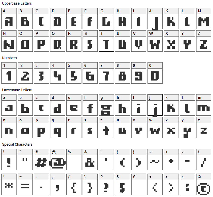 Gigabyte 07 Font Character Map