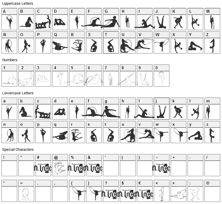 Gimnasia Font Character Map