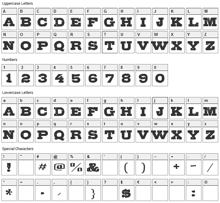 Gipsiero Font Character Map