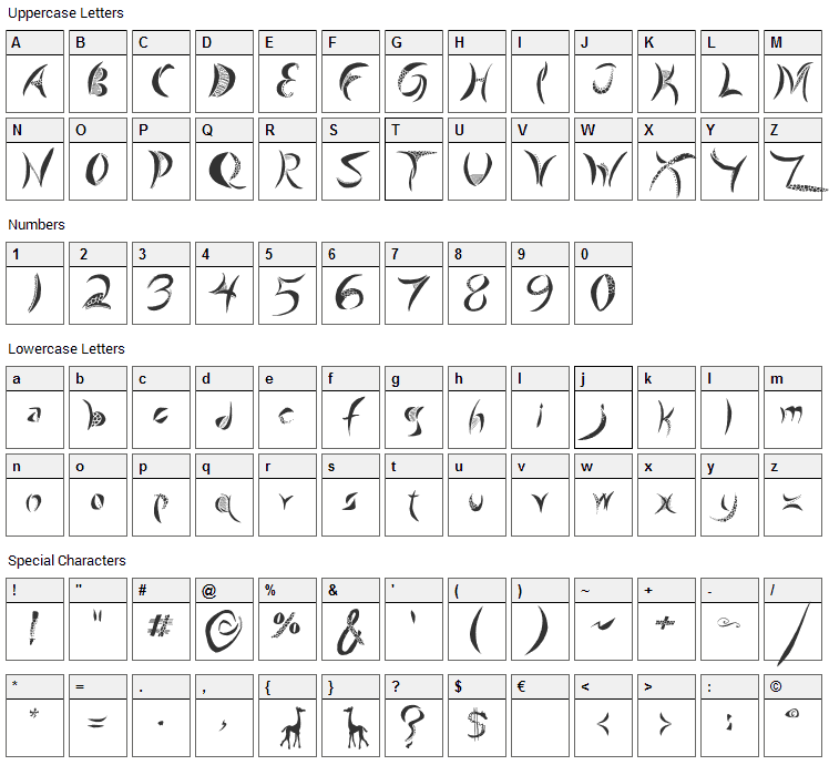 Giraffe & Co. Font Character Map