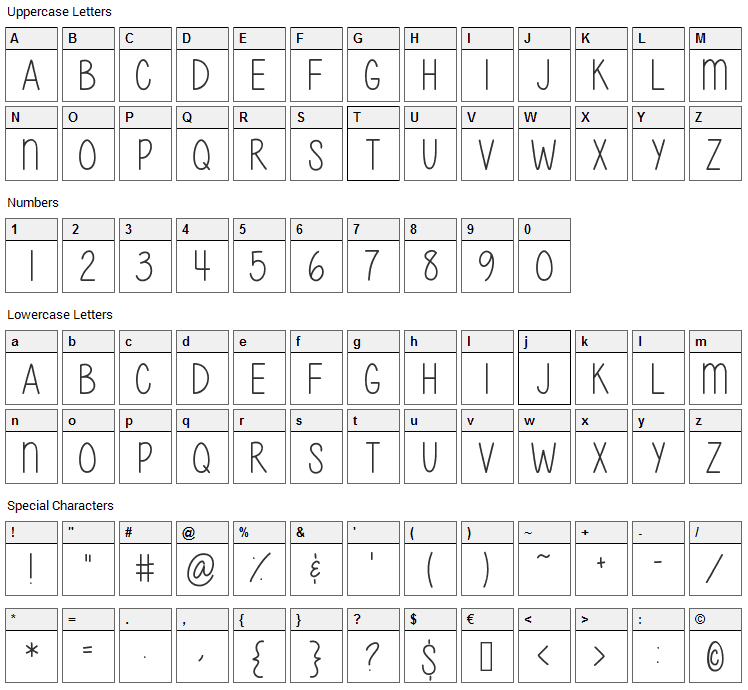 Give It Your Heart Font Character Map