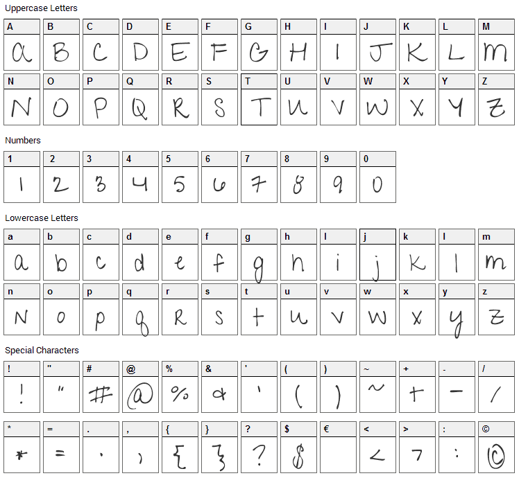 Give You Glory Font Character Map