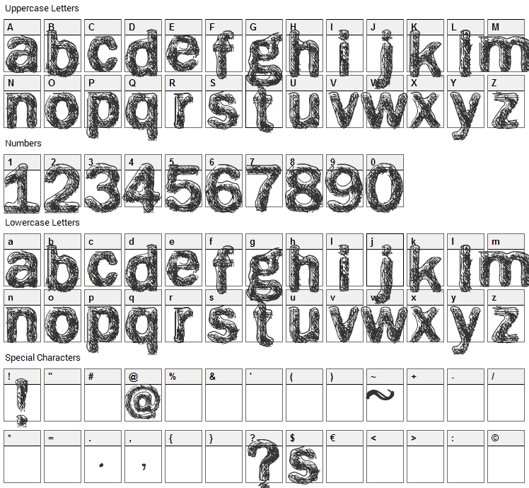 Giz Font Character Map