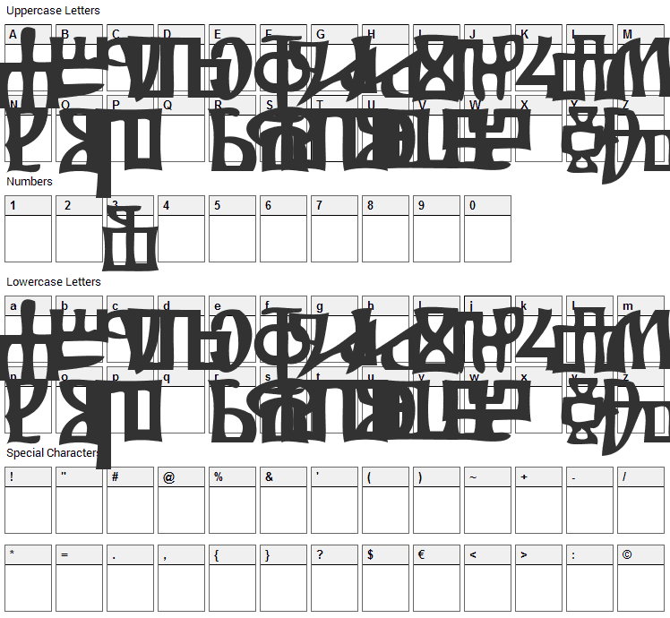 Glagolitsa Font Character Map