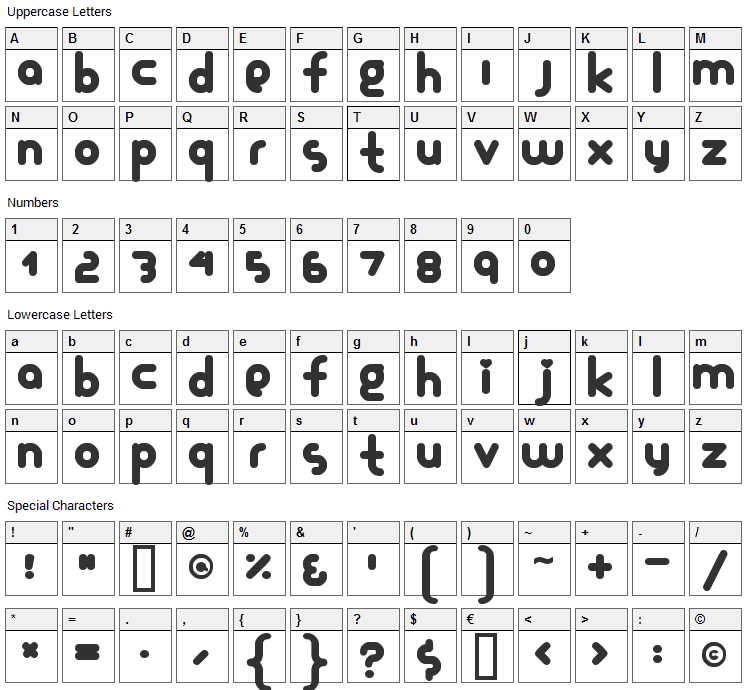 Glamour Girl Font Character Map
