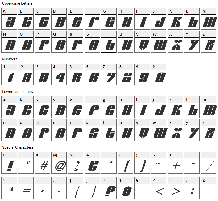Glypic Font Character Map