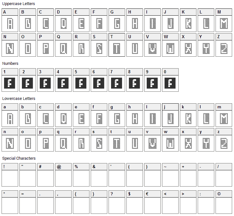 GM No1 Font Character Map