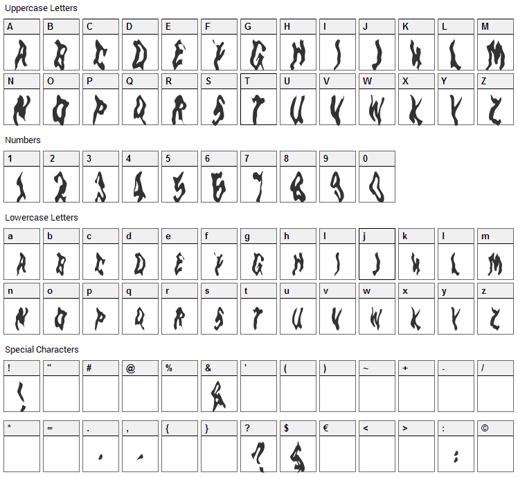 Goblin Moon Font Character Map