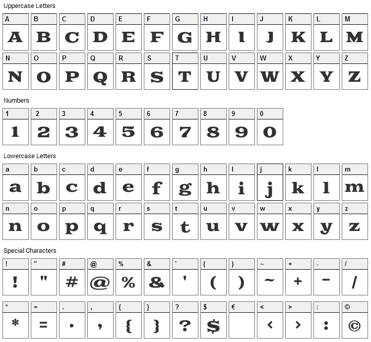 Goblin One Font Character Map