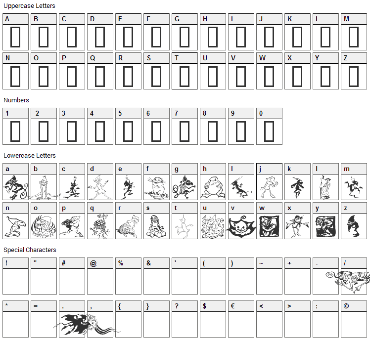 Goblins Font Character Map