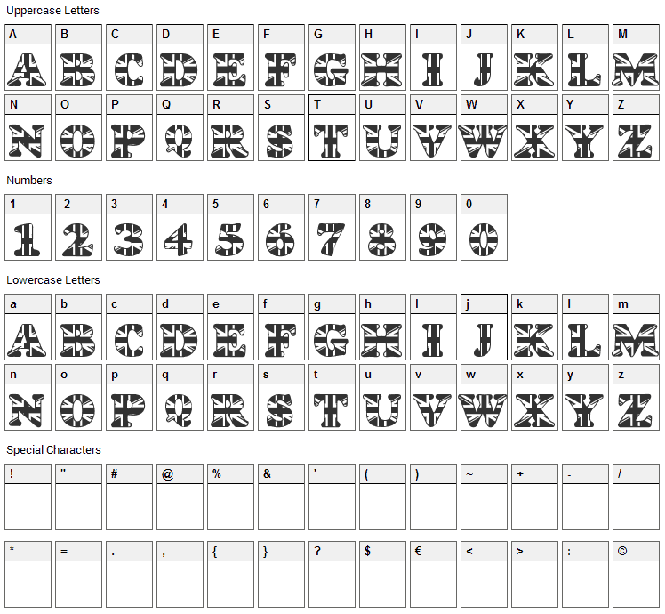 God Save The Queen Font Character Map