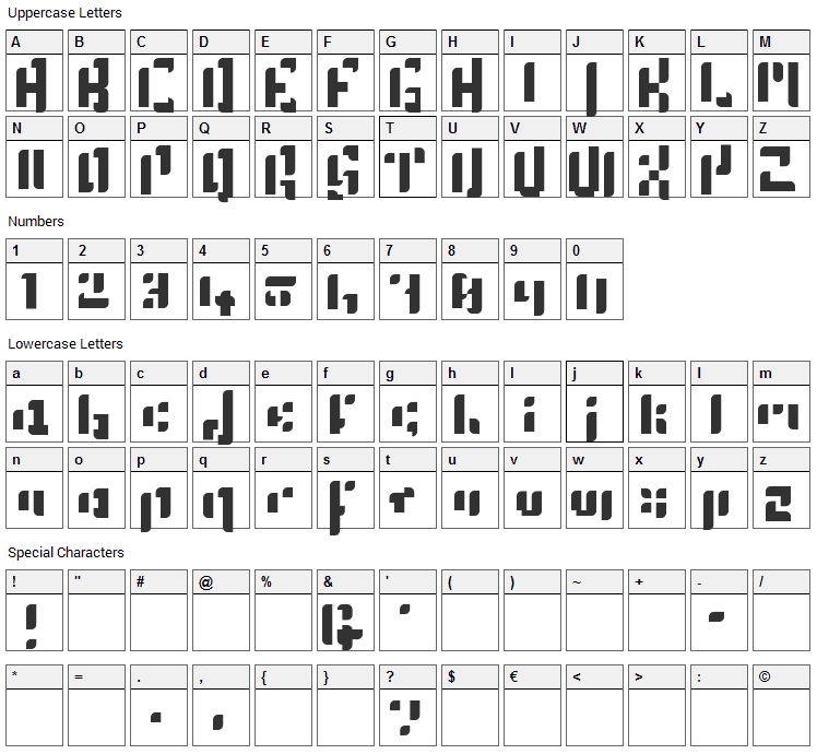 Gold Font Character Map