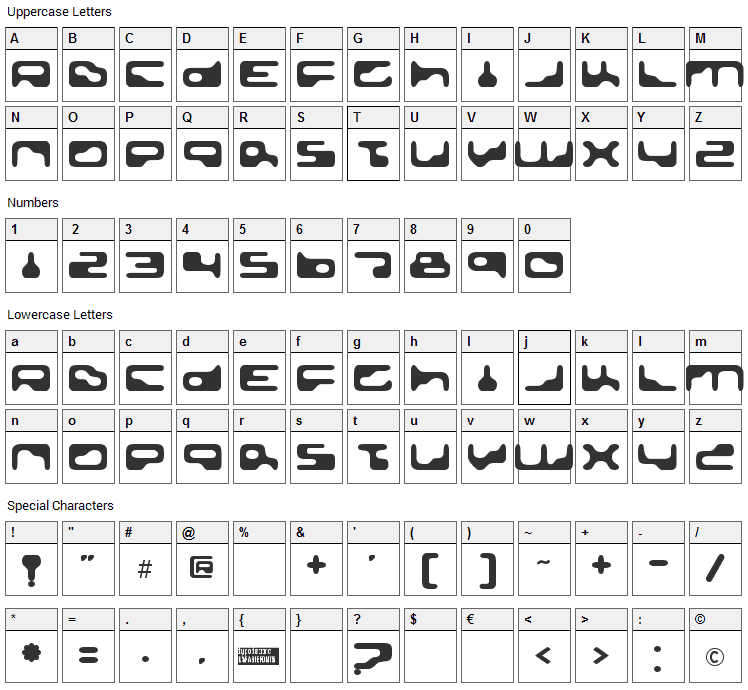 Golden Girdle Font Character Map