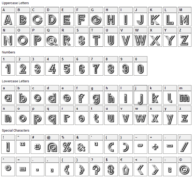 Gondrin Font Character Map
