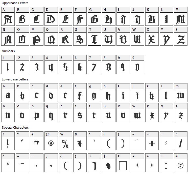 Good City Modern Font Character Map